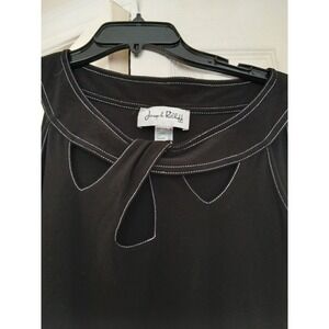 Joseph Ribkoff Black Long Line Cut Out Detai Trim Stretch Ladies Top US size 2